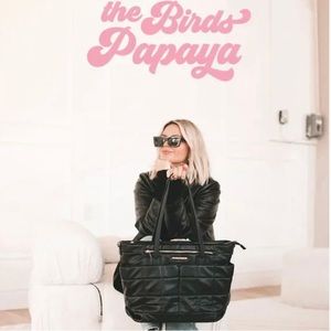 Birdspapaya & Poppy and Peonies Collab Black Travel Bag